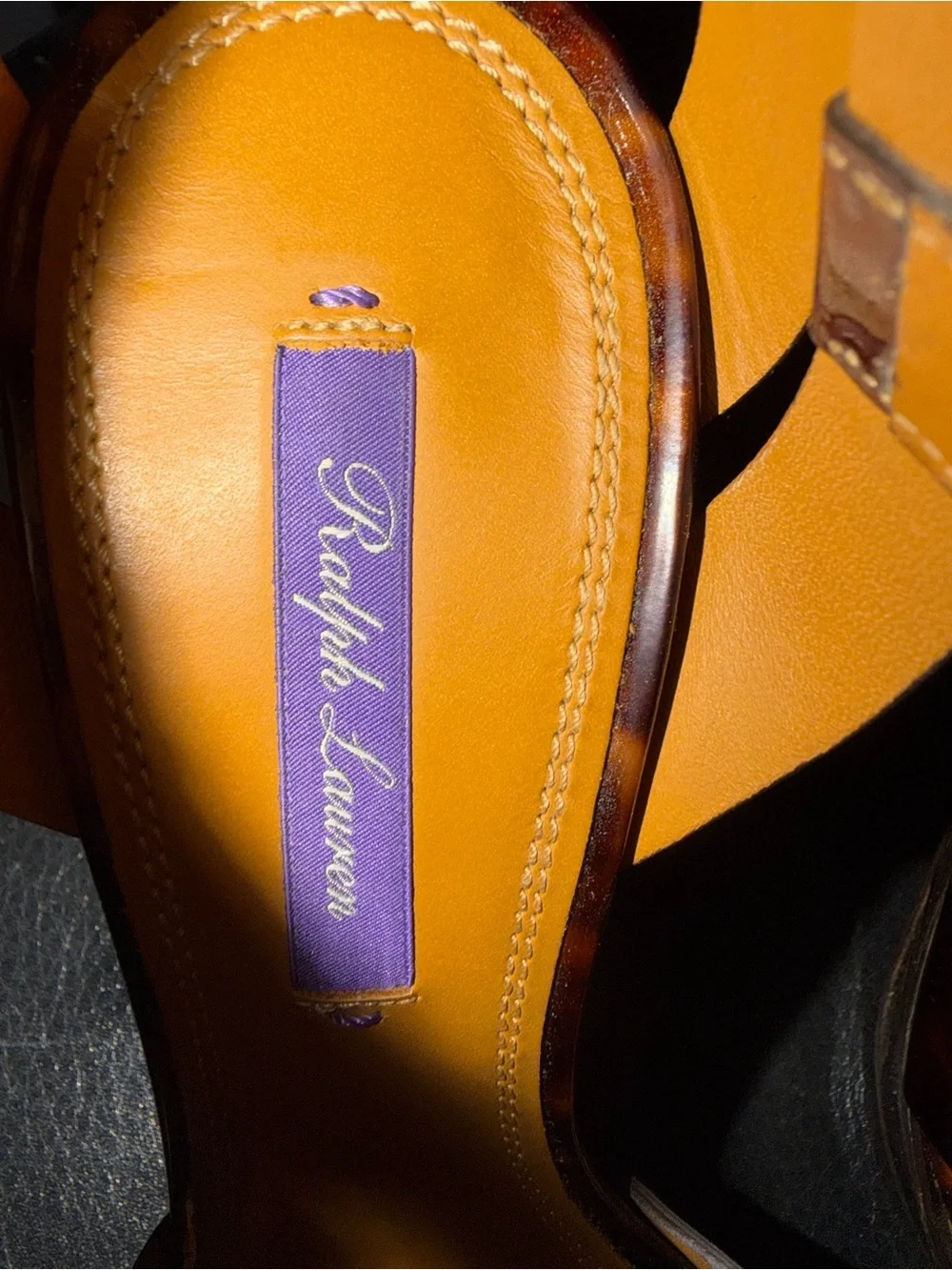 Ralph Lauren Purple Label Tortoiseshell Patent Ankle-Strap Heels